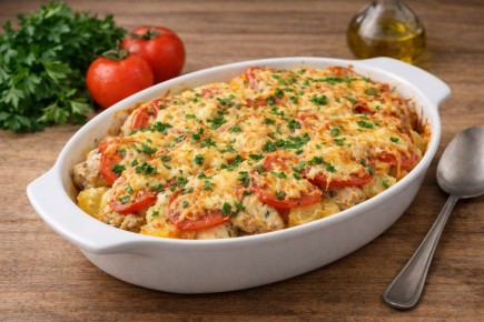 Уютный домашний ужин: курица по-французски с картошкой и сыром