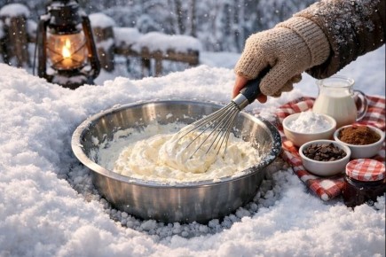 Десерт зимой: как приготовить мороженое в снегу